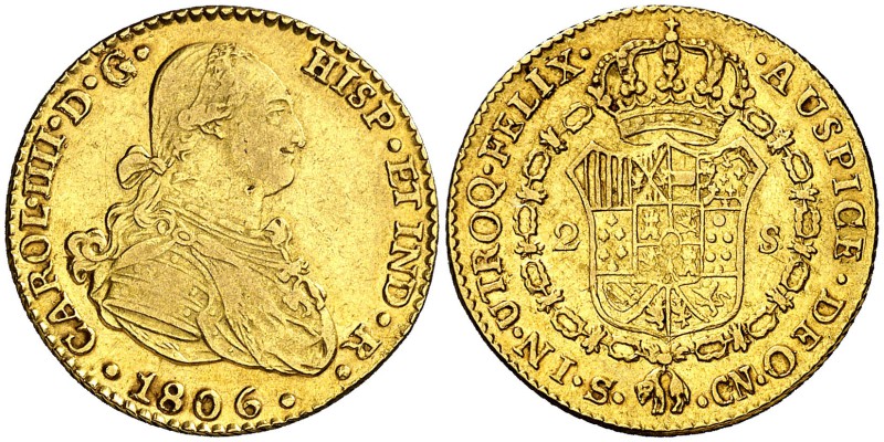 1806. Carlos IV. Sevilla. CN. 2 escudos. (Cal. 458). 6,71 g. Bonito color. MBC/M...