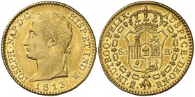 1813. José Napoleón. Madrid. RN. 80 reales. (Cal. 12). 6,81 g. Muy rara. MBC/MBC+.