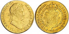 1812. Fernando VII. Cádiz. CI. 2 escudos. (Cal. 180). 6,71 g. Ceca pequeña. Escasa. MBC/MBC+.