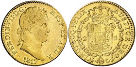 1817. Fernando VII. Madrid. GJ. 2 escudos. (Cal. 213). 6,72 g. Escasa. MBC/MBC+.