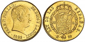 1822. Fernando VII. Madrid. SR. 80 reales. (Cal. 218). 6,74 g. Tipo "cabezón". Buen ejemplar. MBC+/EBC-.