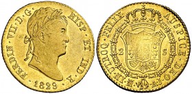 1829. Fernando VII. Madrid. AJ. 2 escudos. (Cal. 226). 6,71 g. Bella. Brillo original. EBC.