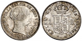 1853. Isabel II. Barcelona. 1 real. (Cal. 398). 1,25 g. Muy bella. Brillo original. S/C-.