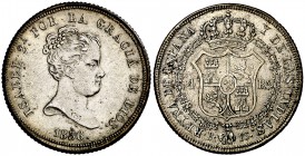 1836. Isabel II. Barcelona. PS. 4 reales. (Cal. 259). 5,75 g. Buen ejemplar. Rara. MBC+.