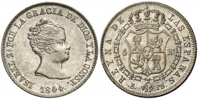 1844. Isabel II. Barcelona. PS. 4 reales. (Cal. 268). 5,90 g. Bella. Gran parte de brillo original. Ex Colección Anastasia de Quiroga 28/04/2011, nº 3...