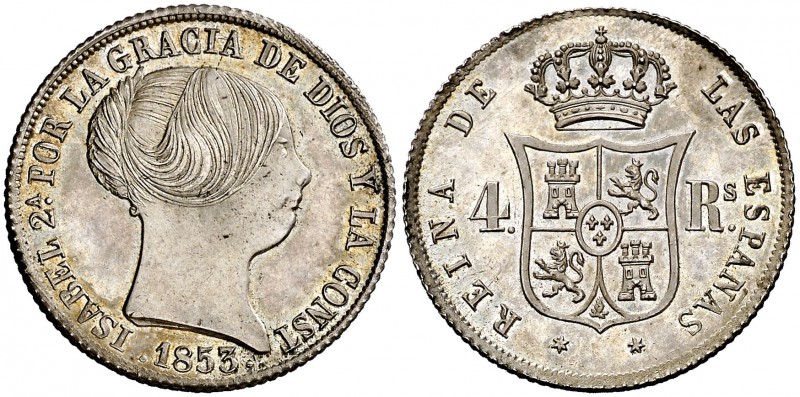 1853. Isabel II. Madrid. 4 reales. (Cal. 300). 5,19 g. Bella. Brillo original. R...