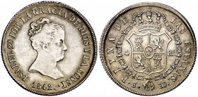 1842. Isabel II. Sevilla. RD. 4 reales. (Cal. 319). 6,02 g. Atractiva. Escasa así. EBC-/EBC.