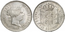 1861. Isabel II. Barcelona. 10 reales. (Cal. 213). 12,94 g. Muy bella. Parte de brillo original. Ex Colección Isabel de Trastámara 29/10/2015, nº 1170...