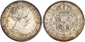 1843. Isabel II. Madrid. CL. 10 reales. (Cal. 219). 13,52 g. Limpiada. Rara. (EBC/EBC+).
