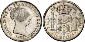 1853. Isabel II. Madrid. 10 reales. (Cal. 223). 12,94 g. Bella. Brillo original. Rara así. EBC+.