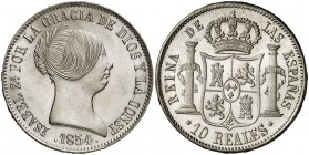 1854. Isabel II. Madrid. 10 reales. (Cal. 224). 13,01 g. Levísimas rayitas. Brillo original. Muy bella. Ex Colección Anastasia de Quiroga 28/04/2011, ...