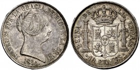 1855. Isabel II. Madrid. 10 reales. (Cal. 225). 13 g. Bella. Pátina. Muy rara. EBC.