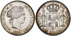 1859. Isabel II. Madrid. 10 reales. (Cal. 228). 13 g. Bella. Brillo original. Escasa así. EBC/EBC+.