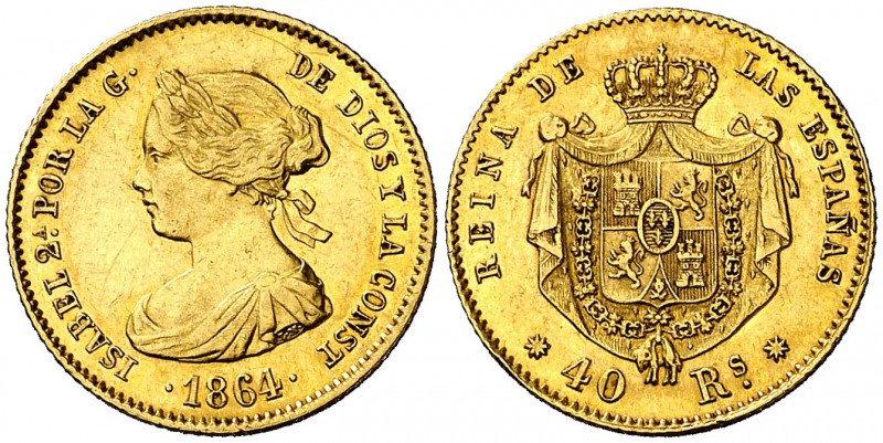 1864. Isabel II. Barcelona. 40 reales. (Cal. 101, indica rarísima, sin precio). ...