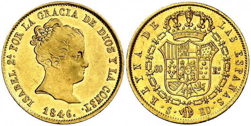1846. Isabel II. Sevilla. RD. 80 reales. (Cal. 97). 6,81 g. Bella. Brillo origin...