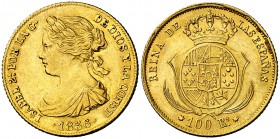 1856. Isabel II. Sevilla. 100 reales. (Cal. 34). 8,34 g. Rara. EBC-.