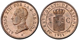 1911*1. Alfonso XIII. PCV. 1 céntimo. (Cal. 78). 1,04 g. Bella. S/C-.