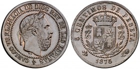 1875. Carlos VII, Pretendiente. Oñate. 5 céntimos. (Cal. 10). 5 g. EBC-.