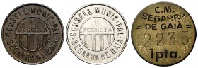 Segarra de Gaià. 1 peseta. (Cal. 18). Serie completa de 3 monedas. MBC/EBC-.