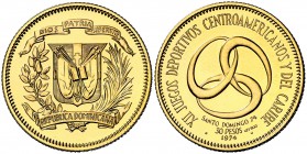 1974. República Dominicana. 30 pesos. (Fr. 2) (Kr. 36). 11,80 g. AU. XII Juegos Deportivos Centro-americanos y del Caribe. S/C-.