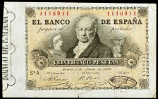 1889. 25 pesetas. (Ed. B81). 1 de julio, Goya. Raro. MBC-.