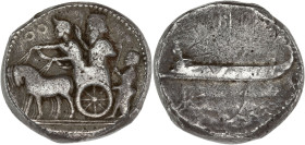 GRÈCE ANTIQUE - GREEK
Phénicie, Sidon. Dishekel ND (c.345-342 av. J.-C.), Sidon.
Betlyon 33 - BMC Phoenicia cf. 65-66 (Evagoras II) ; Argent - 25,55 g...