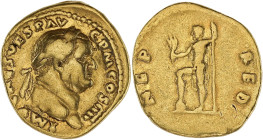 EMPIRE ROMAIN - ROMAN
Vespasien (69-79). Aureus 72-73, Rome.
RIC.358 - C.273 - Calicó 654 ; Or - 7,08 g - 19 mm - 7 h
Flan irrégulier. TB.