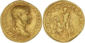 EMPIRE ROMAIN - ROMAN
Trajan (98-117). Aureus 114-117, Rome.
RIC.336v - C.268v - Calicó 1065 ; Or - 7,12 g - 19 mm - 6 h
TB.