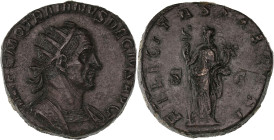 EMPIRE ROMAIN - ROMAN
Trajan Dèce (249-251). Double sesterce 249-251, Rome.
RIC.115c - C.39 ; Bronze - 37,63 g - 33 mm - 12 h
De flan épais, la frappe...