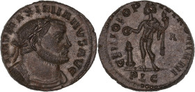 EMPIRE ROMAIN - ROMAN
Maximien Hercule (286-305). Follis 301-303.
RIC.108 ; Bronze - 10,81 g - 26 mm - 6 h
Frappe à peine décentrée mais vigoureuse. S...