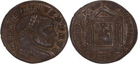 EMPIRE ROMAIN - ROMAN
Maxence (306-312). Follis 307, Rome.
RIC.198 ; Bronze - 5,86 g - 24 mm - 6 h
Belle patine marron. TTB.