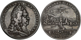 ALLEMAGNE - GERMANY
Palatinat, Charles III Philippe (1716-1742). Médaille pour l’arrivée du prince-électeur à Heidelberg 1718.
Argent - 13,21 g - 33 m...