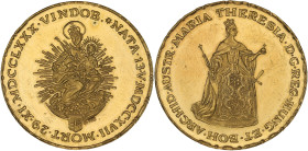 AUTRICHE - AUSTRIA
Marie-Thérèse (1740-1780). Médaille probablement pour le 250ème anniversaire de l’Impératrice ND (1967).
Or - 7,30 g - 28 mm - 12 h...