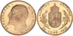 BULGARIE - BULGARIA
Ferdinand Ier (1887-1918). 20 leva, commémoration de l’indépendance, refrappe moderne, Flan bruni (PROOF) 1912, Sofia.
KM.33 - Fr....