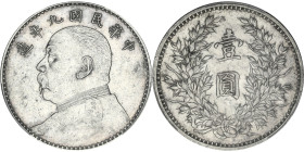 CHINE - CHINA
République de Chine (1912-1949). Dollar, Yuan Shikai 1920.
Y.329.6 - L&M.77 ; Argent - 39 mm - 12 h
PCGS Genuine Cleaned - AU Detail (48...