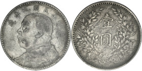 CHINE - CHINA
République de Chine (1912-1949). Dollar, Yuan Shikai 1920.
Y.329.6 - L&M.77 ; Argent - 39 mm - 12 h
PCGS Genuine Cleaned - VF Detail (48...