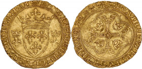 FRANCE / CAPÉTIENS - FRANCE / ROYAL
Charles VII (1422-1461). Écu d’or à la couronne 3e type, 2e émission ND (1445), Montpellier.
Dy.511A - Fr.307 ; Or...