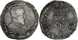 FRANCE / CAPÉTIENS - FRANCE / ROYAL
Henri II (1547-1559). Demi-teston à la tête nue, 1er type 1556, E, Tours.
Dy.984 - G.365A (R5) ; Argent - 4,74 g -...