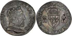 FRANCE / CAPÉTIENS - FRANCE / ROYAL
Henri II (1547-1559). Teston à la tête nue, 1er type 1553, M, Toulouse.
Dy.983 - G.373D ; Argent - 9,43 g - 29,5 m...