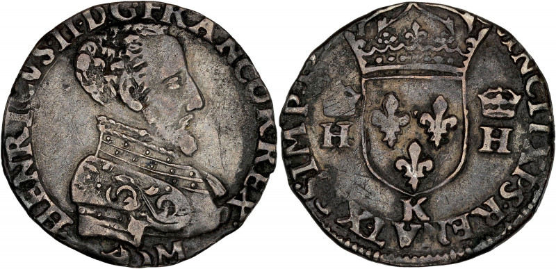 FRANCE / CAPÉTIENS - FRANCE / ROYAL
Henri II (1547-1559). Demi-teston à la tête ...