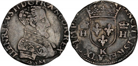 FRANCE / CAPÉTIENS - FRANCE / ROYAL
Henri II (1547-1559). Demi-teston à la tête nue, 1er type 155?, K, Bordeaux.
Dy.984 - G.365B ; Argent - 4,69 g - 2...