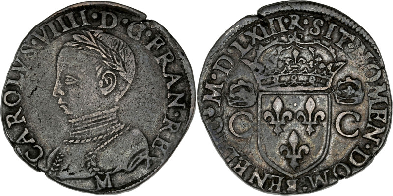 FRANCE / CAPÉTIENS - FRANCE / ROYAL
Charles IX (1560-1574). Teston 2e type 1563,...