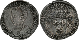 FRANCE / CAPÉTIENS - FRANCE / ROYAL
Charles IX (1560-1574). Teston 2e type 1563, M, Toulouse.
Dy.1063 - G.429 ; Argent - 9,25 g - 29 mm - 12 h
Belle p...