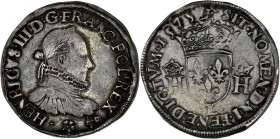 FRANCE / CAPÉTIENS - FRANCE / ROYAL
Henri III (1574-1589). Teston au col fraisé 1575, L, Bayonne.
Dy.1126 - G.492 ; Argent - 9,38 g - 31 mm - 10 h
Bel...