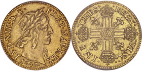 FRANCE / CAPÉTIENS - FRANCE / ROYAL
Louis XIII (1610-1643). Louis d’or à la mèche mi-longue et + 1643, A, Paris.
Dy.1298 - G.58 - Fr.410 ; Or - 24,5 m...