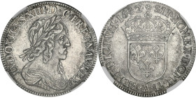 FRANCE / CAPÉTIENS - FRANCE / ROYAL
Louis XIII (1610-1643). Quart d’écu, 3e type 1642, A, Paris (rose).
Dy.1351 - G.48 ; Argent - 27 mm - 6 h
NGC AU D...