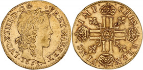 FRANCE / CAPÉTIENS - FRANCE / ROYAL
Louis XIV (1643-1715). Louis d’or à la mèche longue 1652, A, Paris.
Dy.1422 - G.245 - Fr.418 ; Or - 6,68 g - 24 mm...