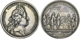 FRANCE / CAPÉTIENS - FRANCE / ROYAL
Louis XIV (1643-1715). Médaille pour l'établissement de compagnies de cadets par Mauger 1682.
Divo.191 ; Argent - ...