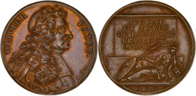 FRANCE / CAPÉTIENS - FRANCE / ROYAL
Louis XIV (1643-1715). Médaillette par Dassier, Olivier Patru ND, Genève.
Eisler 107 ; Cuivre - 9,05 g - 28 mm - 1...