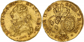 FRANCE / CAPÉTIENS - FRANCE / ROYAL
Louis XVI (1774-1792). Double louis d’or de Béarn aux lunettes 1778, vache, Pau.
Dy.1703 - G.362b - Fr.470 ; Or - ...
